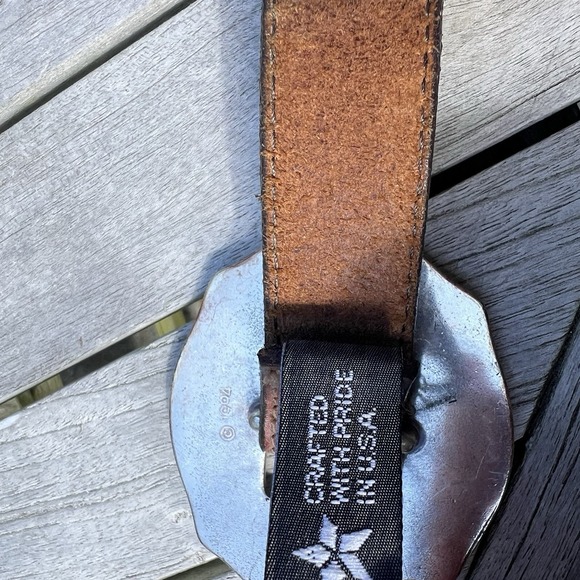 Vtg 90's Brighton Oval Sunflower Concho Belt S Brown Leather Floral Boho Cowgirl - Picture 11 of 15